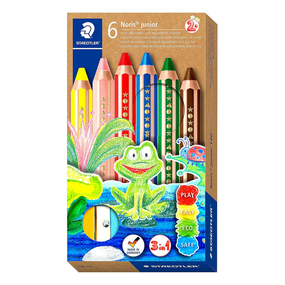 STAEDTLER 3in1 Buntstift Noris junior (Bunt- Wachsmal- Aquarellstift extra