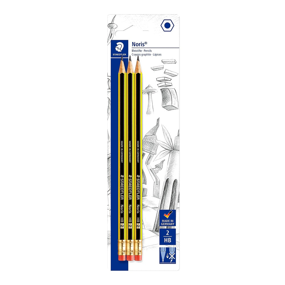 STAEDTLER Bleistifte Radiergummi Noris HB sechskantformat hohe Bruchfestigkeit