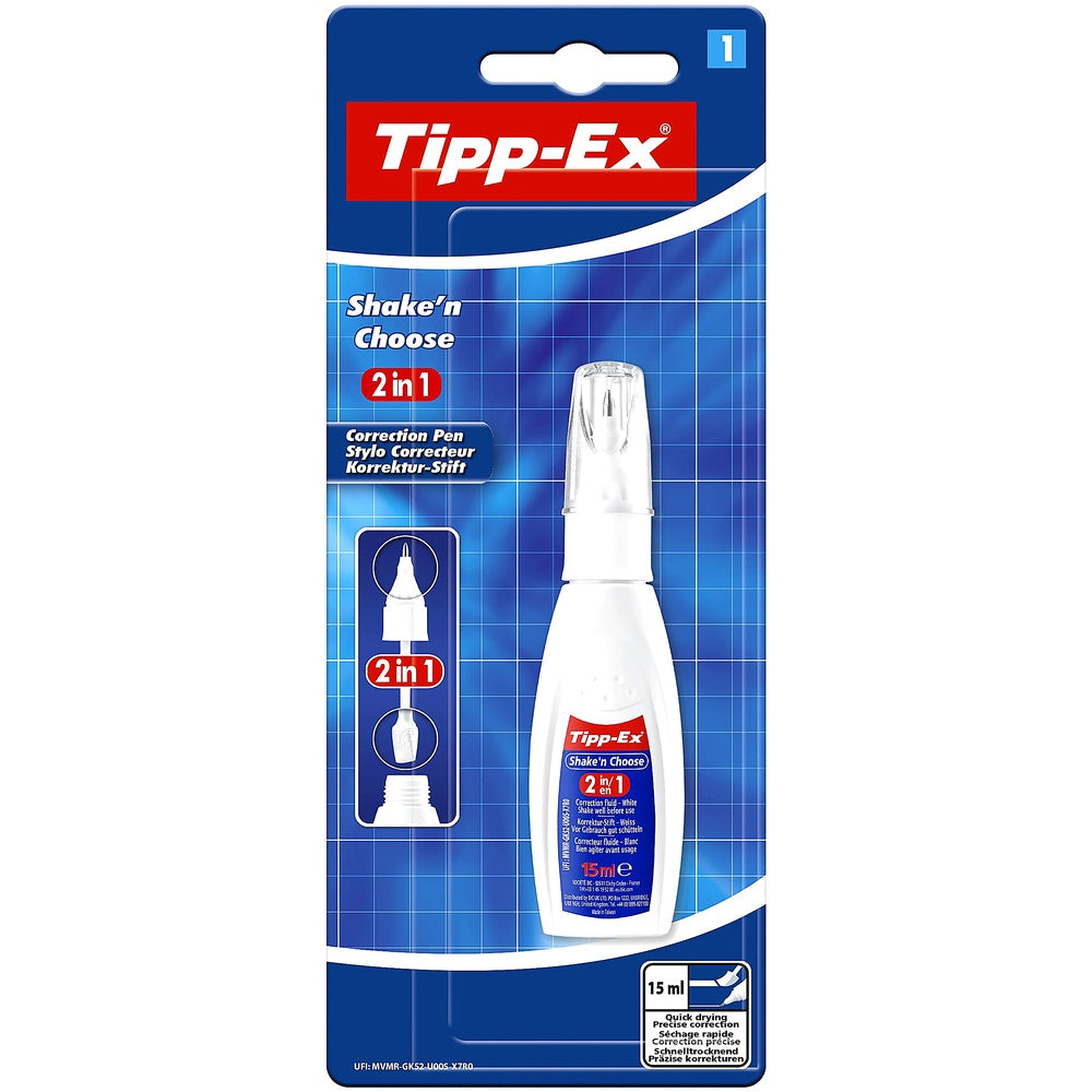 Tipp Ex 901732 Korrekturstift Shake n Choose 2 in 1 15ml weiß