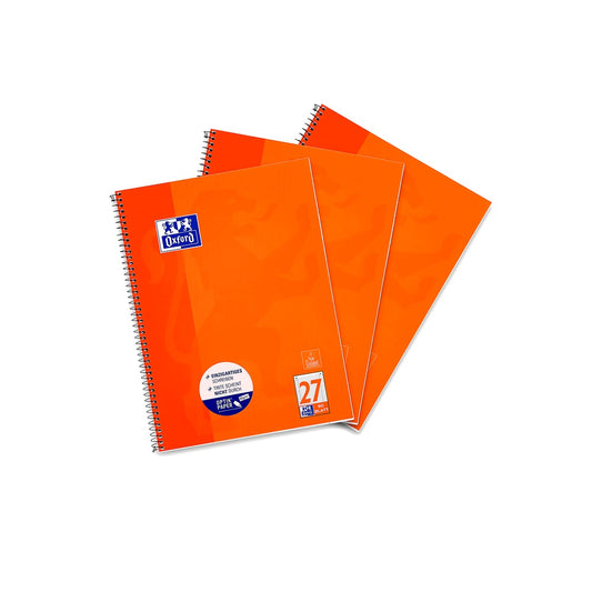 Oxford Collegeblock A4 liniert mit Doppelrand 80 Blatt orange 3 Stück