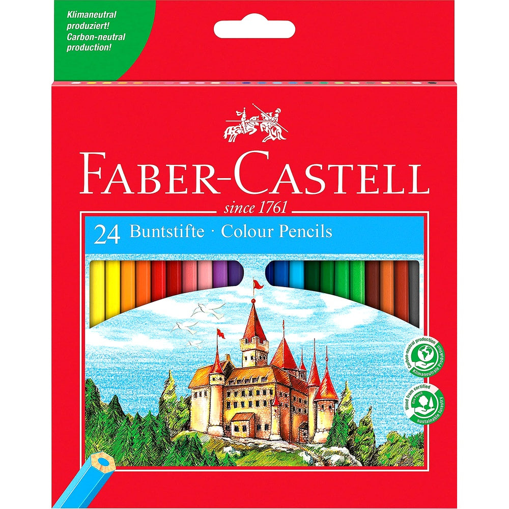 Faber-Castell S-20124 - Buntstifte CASTLE Hexagonal 24er Kartonetui Mehrfarbig