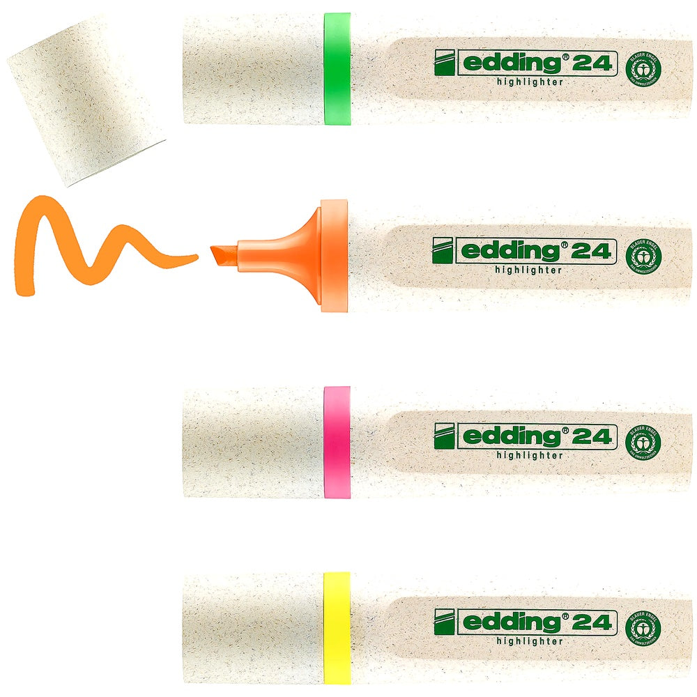 Edding EcoLine Textmarker Set 24, 4er Pastell, nachfüllbar