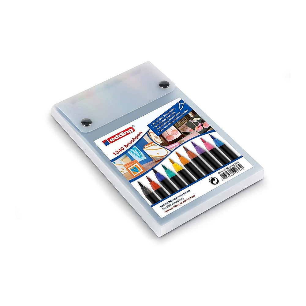 Edding Set 1340 Pinselstift 10er, bunte Farben, flexible Spitze, Malen & Lettering