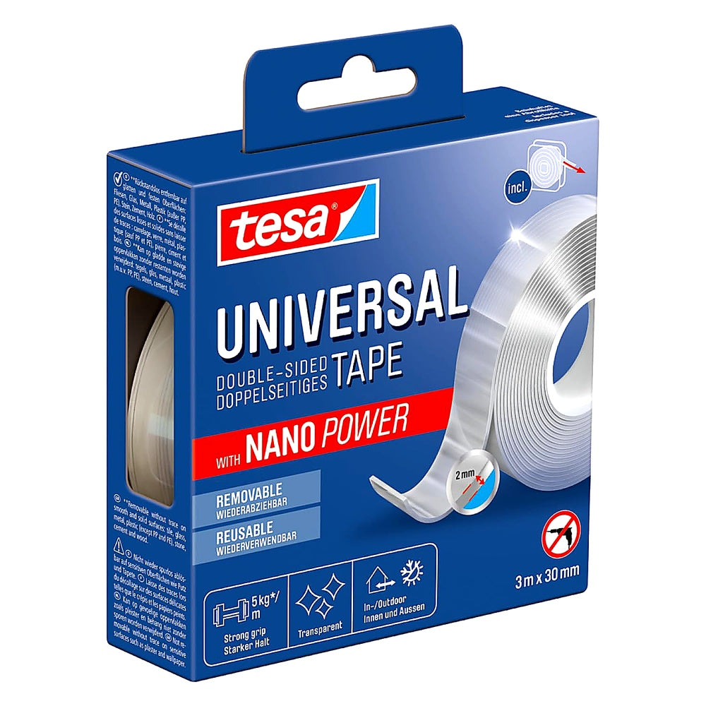 tesa Nano Tape - transparentes doppelseitiges Klebeband - leicht