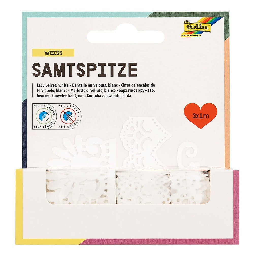 folia Samtspitze selbstklebend 3 Rollen sortiert