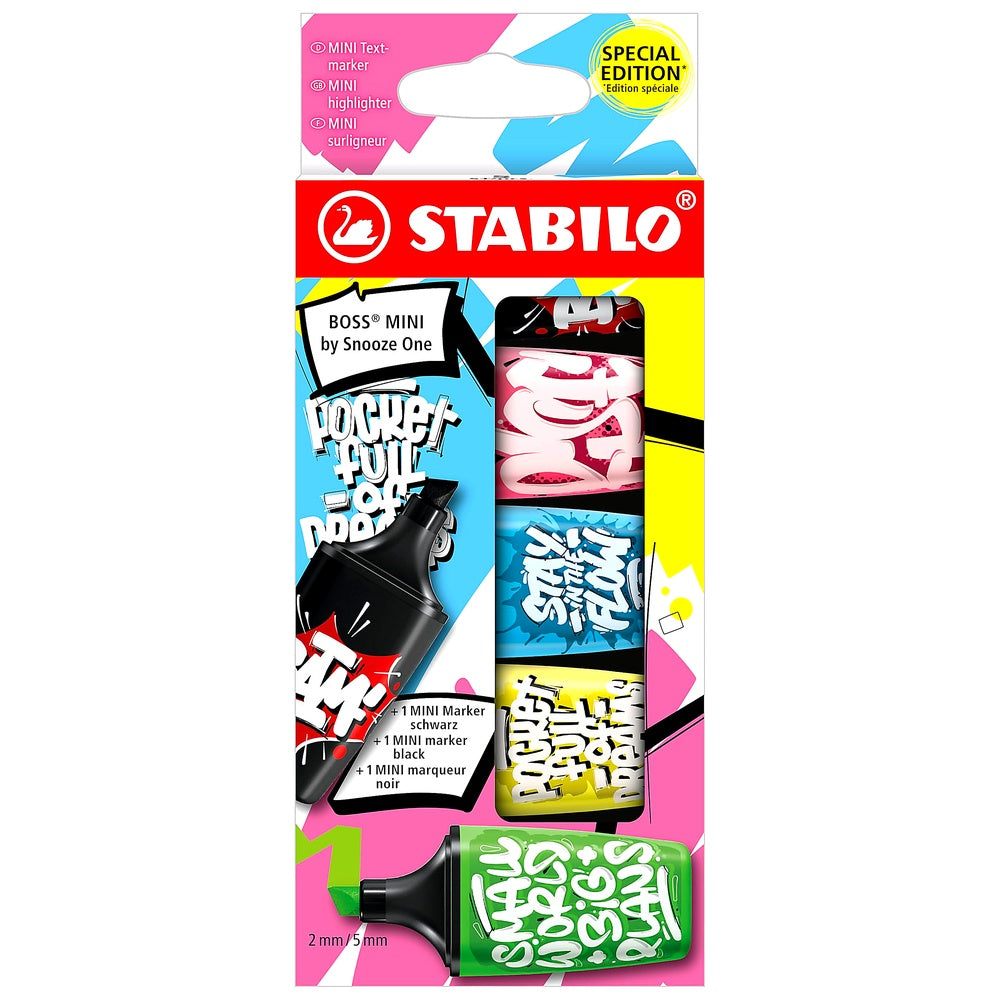 STABILO - Textmarker & Marker - BOSS MINI by Snooze One - 5er Pack - pink blau