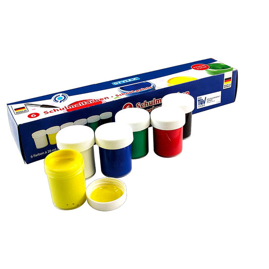 Stylex 28956 - Schulmalfarben Set 6 Malfarben Kinder den Farbtönen weiß rot