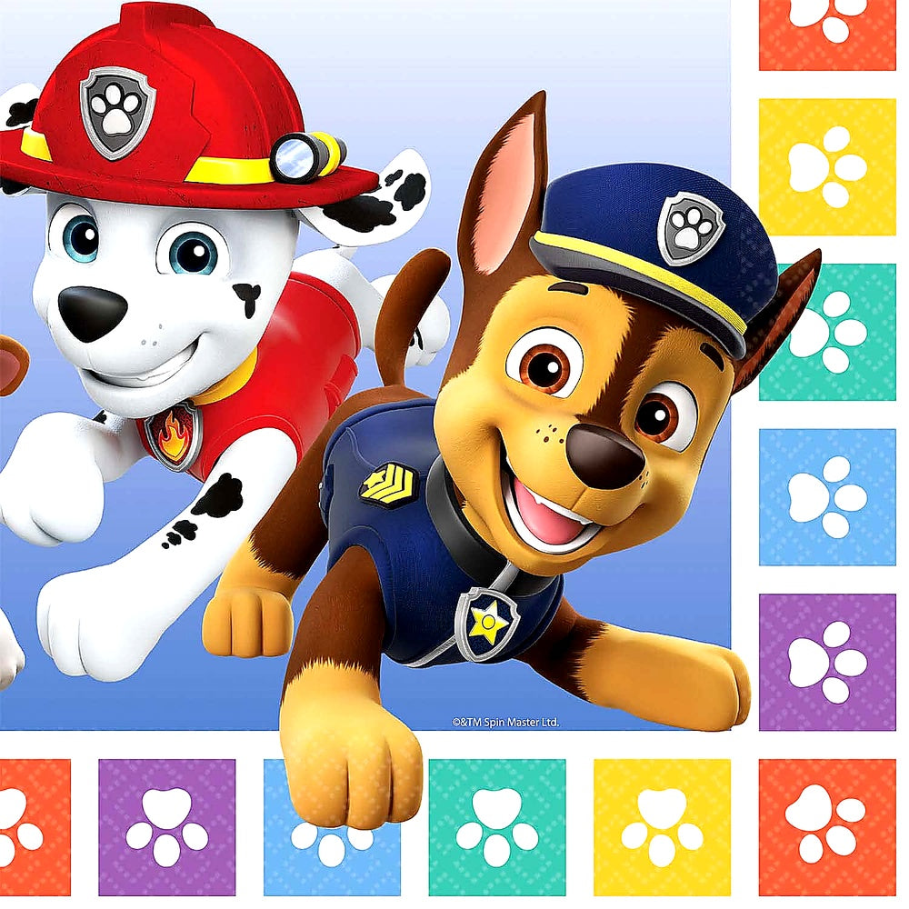 Amscan 9914237 - Servietten Paw Patrol - 16 Stk. - 33 x 33 cm Mittel