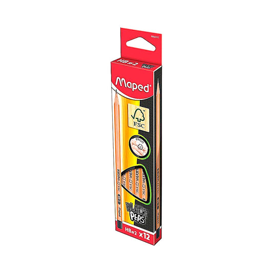Maped 850021 Black Peps Graphitstifte HB 12er Pack Dreikant Bleistifte Schule