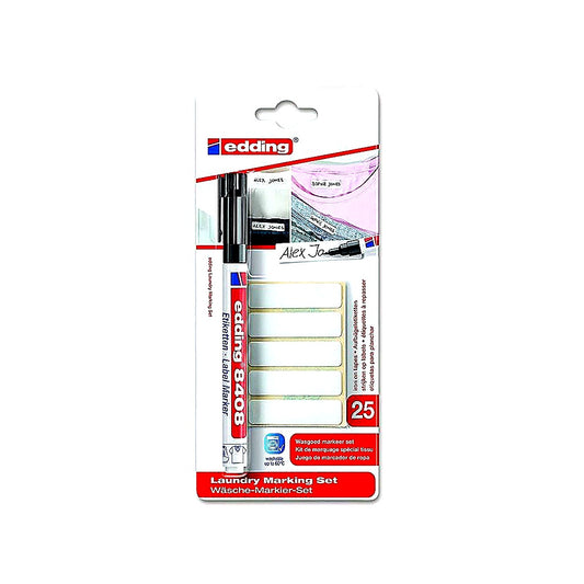 Edding 8408 Wäschekennzeichnungsset, 0,75 mm, 25 Namensschilder, Textilien