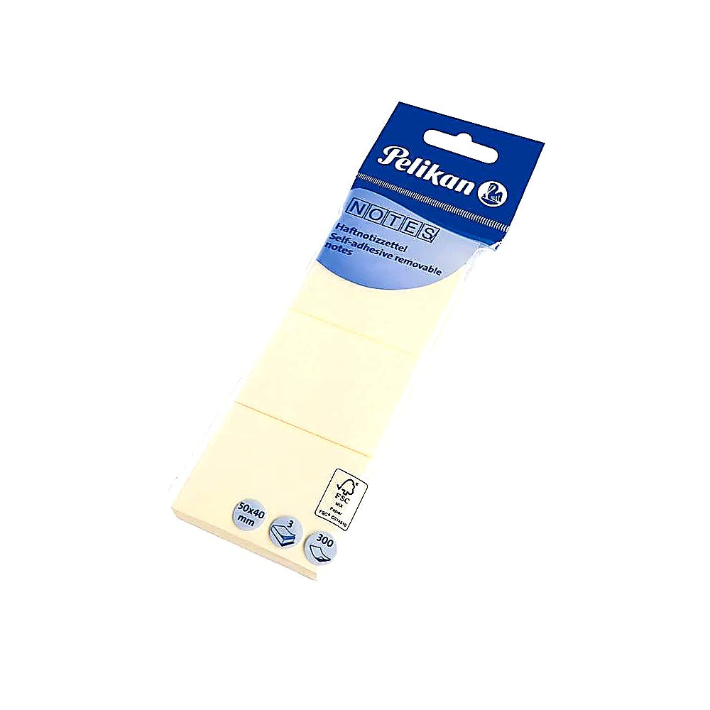 Pelikan Notes 40x50mm 3x100 Blatt Gelb kleine Notizzettel für Büro Schule