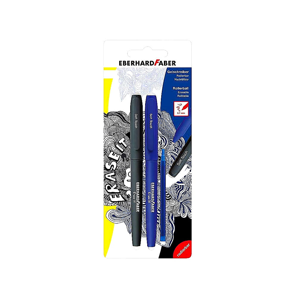 Eberhard Faber 582103 Gelschreiber radierbar 2er Set, inkl. blauer Ersatzmine