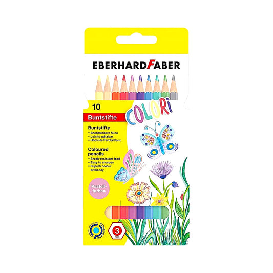 Eberhard Faber 514810 Colori Buntstifte 10 Pastell, hexagonal, Kartonetui