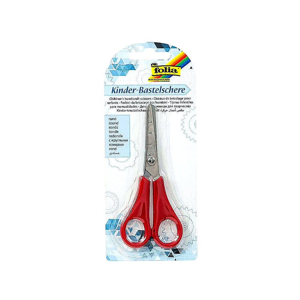 Folia 781 Bastelschere Kinder, Rechtshänder, abgerundet, 13,5cm, rot/blau