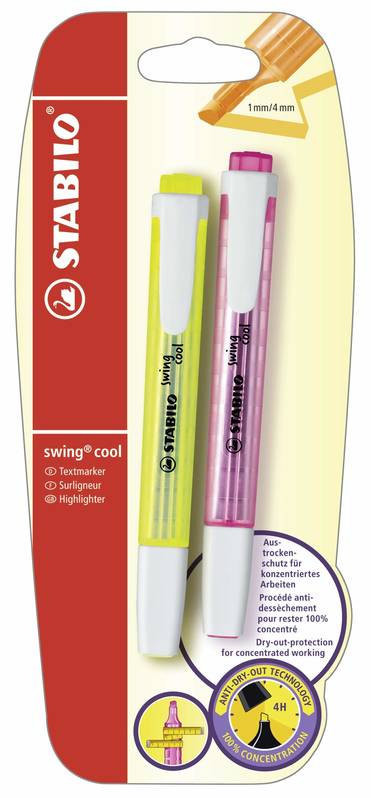 STABILO swing cool 2er Set gelb pink Textmarker fluoreszierend