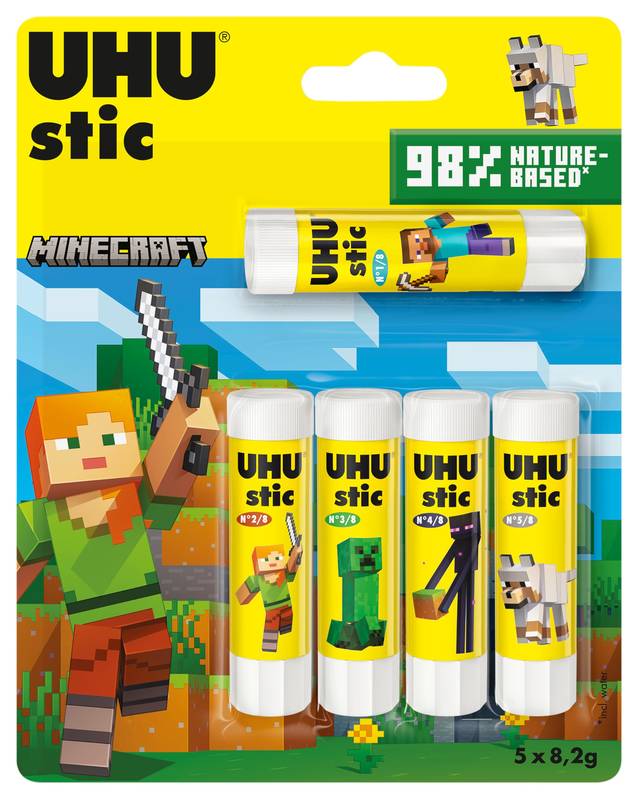 UHU Stic Klebestift BTS Minecraft 5x8.2g Kinder Klebestift Basteln Schule