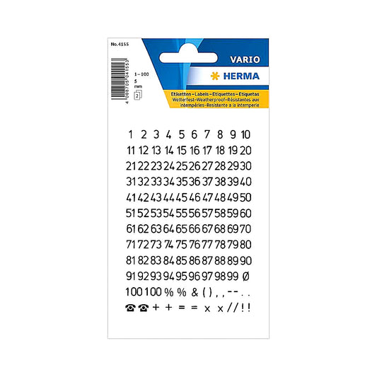 HERMA Zahlen Aufkleber schwarz 0-9 250 Stück transparent 5mm