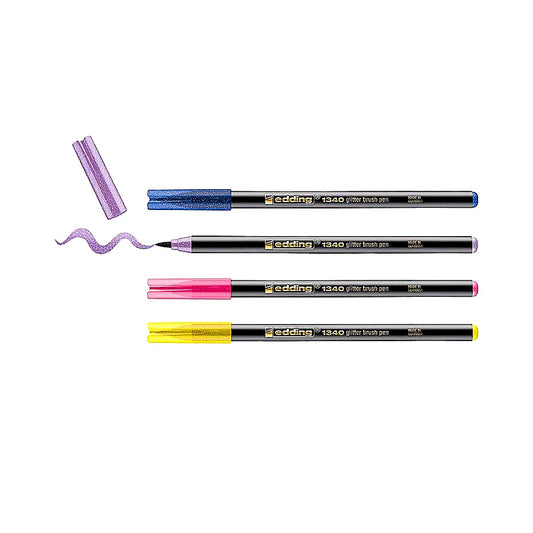 Edding 1340 Glitzerstifte 4er Set – Pinselstifte für Handlettering