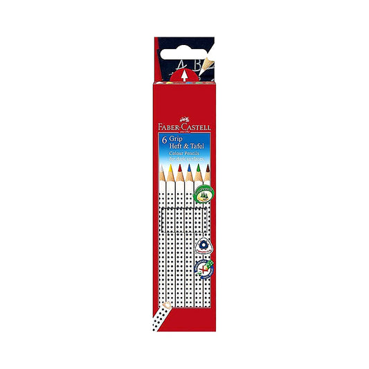 Faber Castell Grip Farbstifte Heft + Tafel 6er, Schulfarbstifte