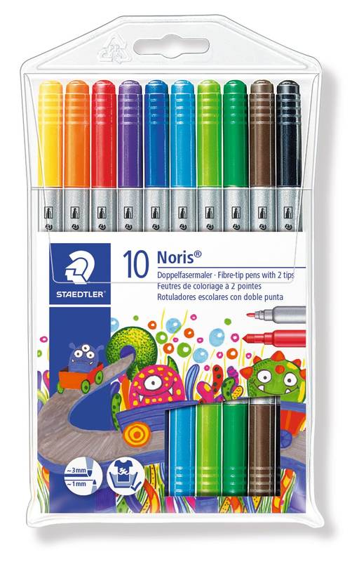 Staedtler Noris Club Doppelfasermaler 10er Etui doppelseitige Filzstifte