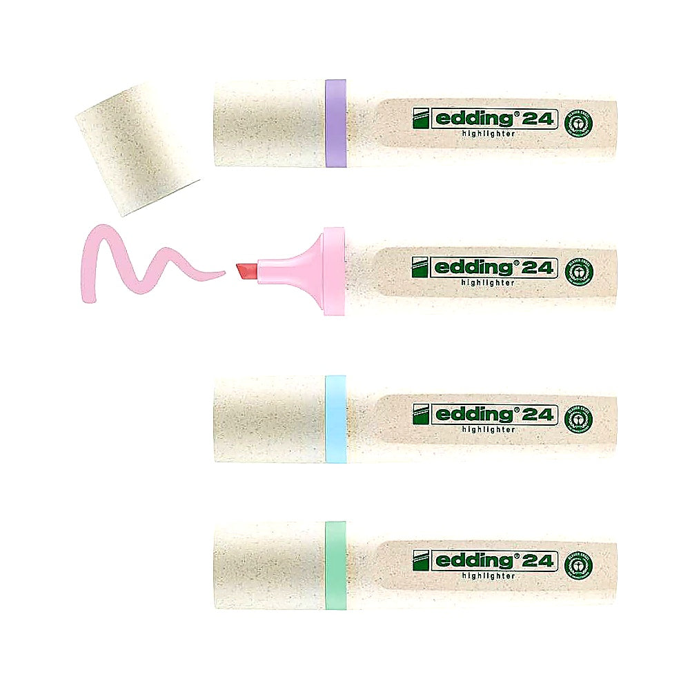 Edding EcoLine Textmarker Set 24, 4er Pastell, nachfüllbar