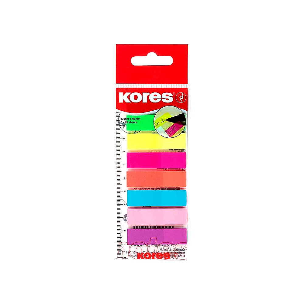 Kores Haftende Register Indexstreifen 8 Farben 25 Blatt Lineal selbstklebend