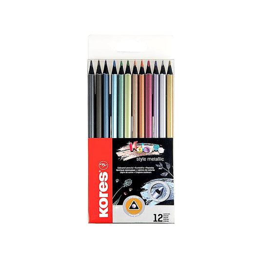 Kores Style Metallic Buntstifte 12 Farben Metalliceffekt schwarze Holzstifte