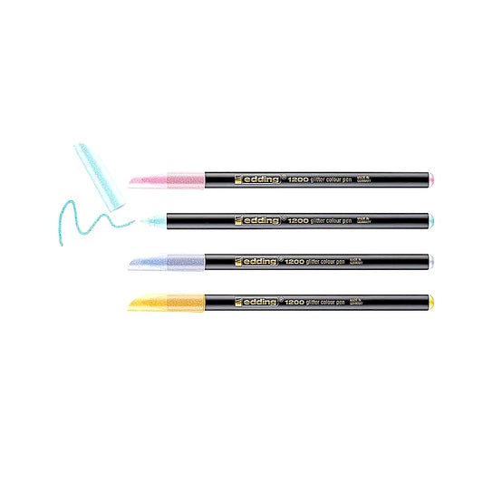 Edding Set 1200 Glitzerstifte Pastell 4er, Glitzereffekt, Rundspitze 3mm