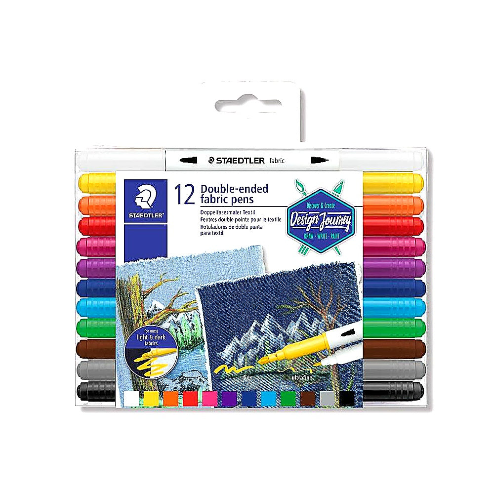Staedtler Doppelfasermaler Textil 12er Klarfaltetui Stoffmarker Textilien