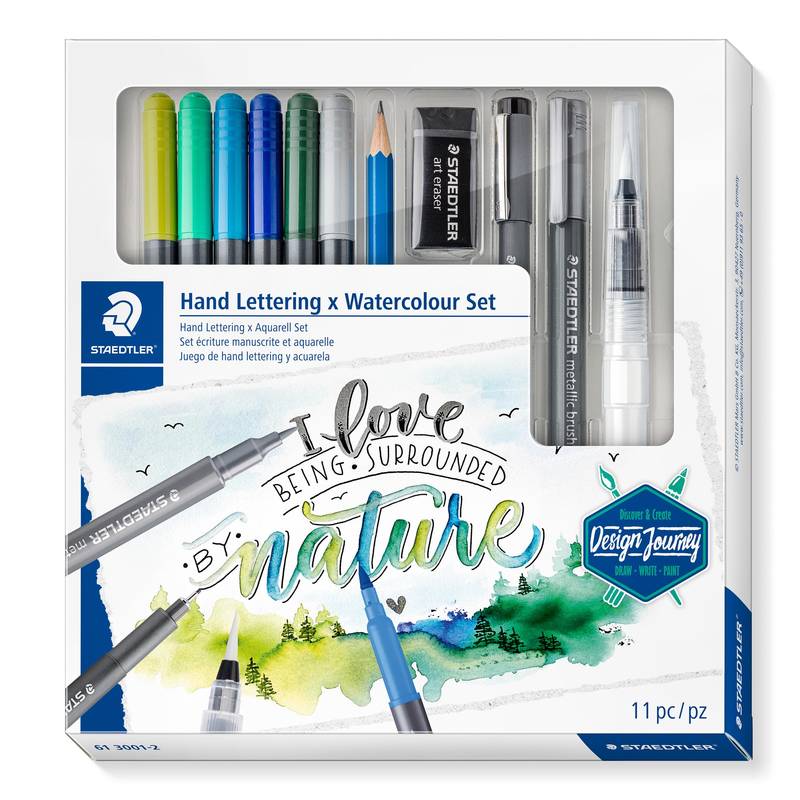 Staedtler Handlettering Aquarell Komplett Set Stifte Pinsel Lettering