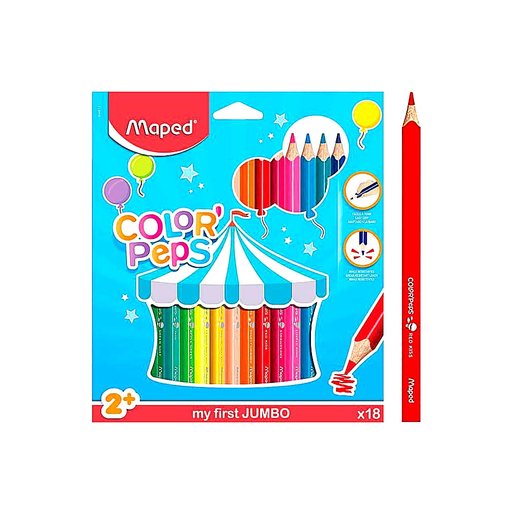 Maped 834012 my first Dreikant-Buntstift COLOR PEPS JUMBO 18er Etui für Kinder