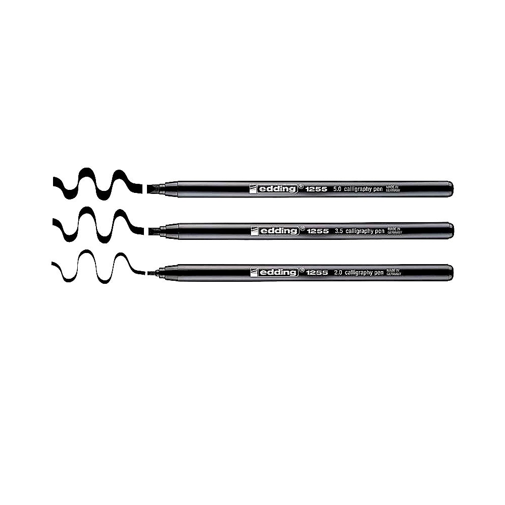 Edding Set 1255 Kalligrafiestift 3er, schwarz, 2-5mm, für Handlettering