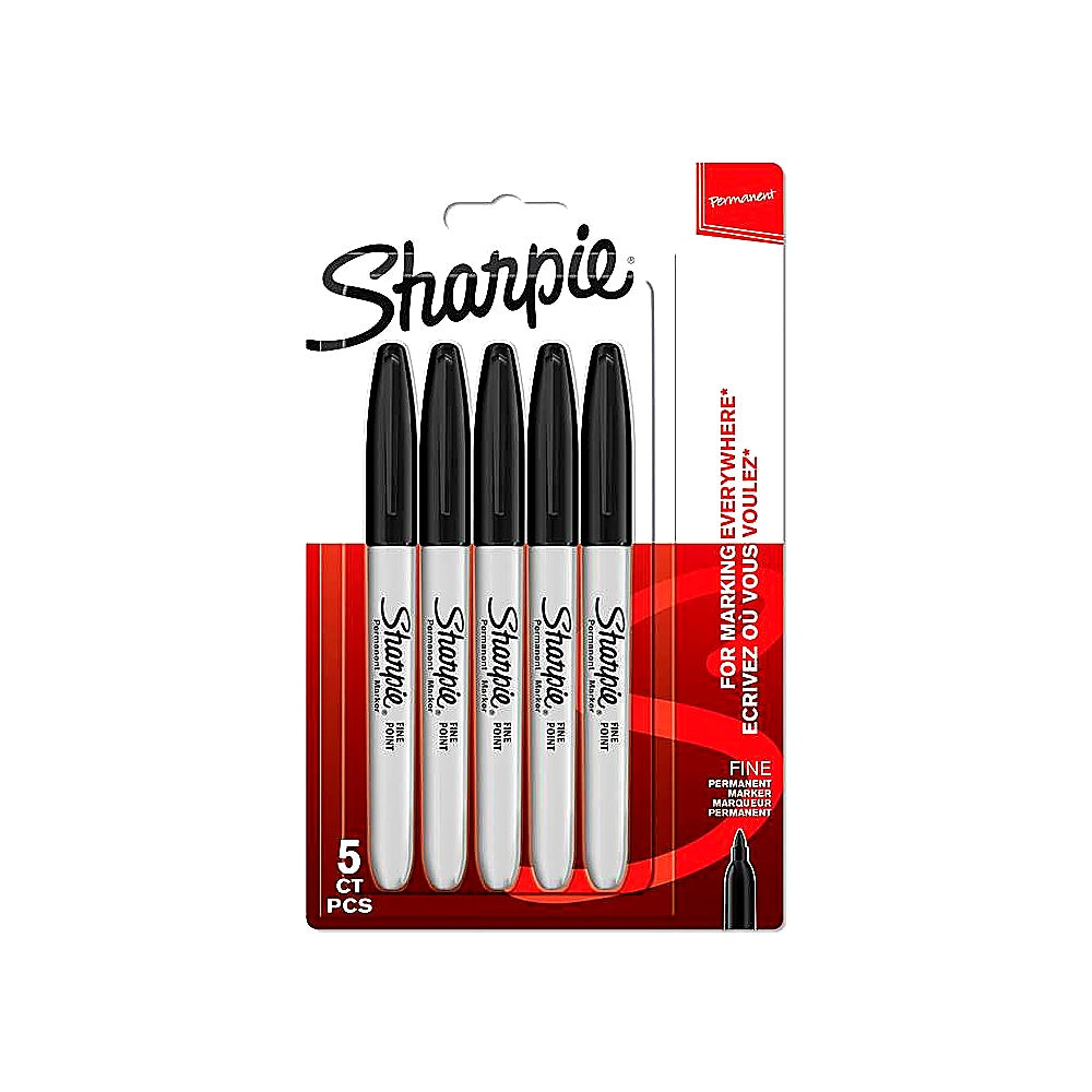 Sharpie Permanent Marker feine Spitze schwarze Tinte 5 Stück