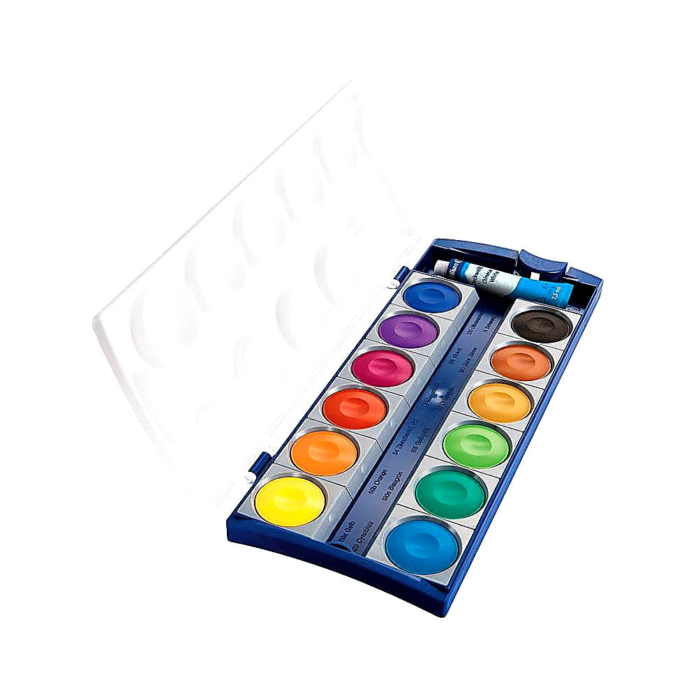 Pelikan Deckfarbkasten K12 12 Farben 1 Tube Deckweiß Aquarellkasten Schule