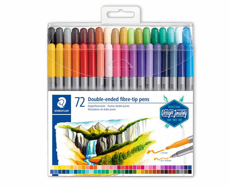 Staedtler Doppelfasermaler mit Klarfaltetui Farbstifte doppelseitig Schule