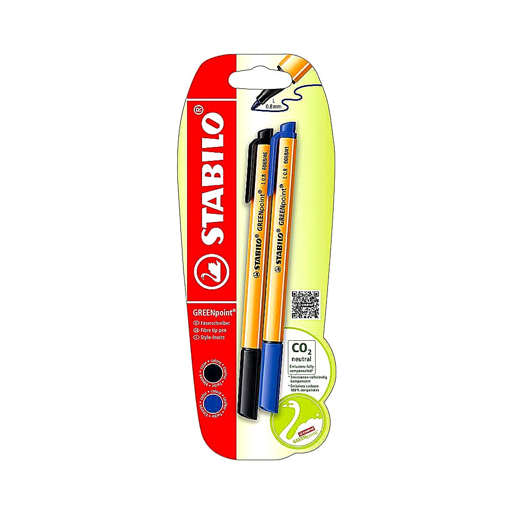 STABILO Filzschreiber GREENpoint 2er Set blau schwarz