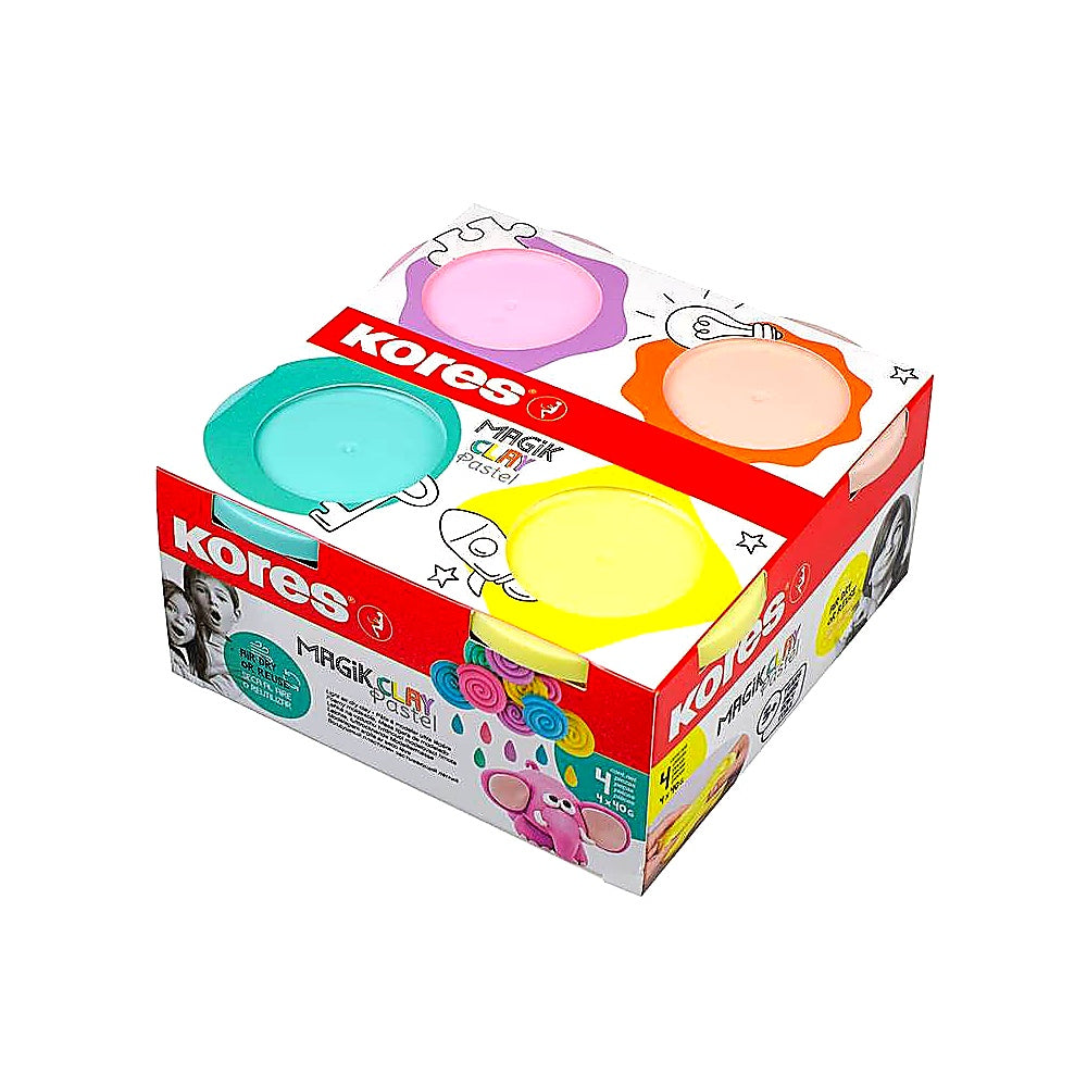Kores Magik Clay Pastell 4 Farben x 40g lufttrocknend ungiftig Kinder
