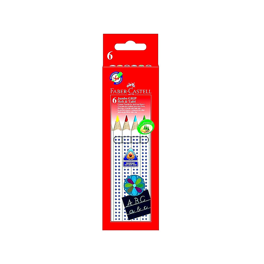 Faber Castell Jumbo Grip Farbstifte Heft & Tafel 6er, Buntstifte Set