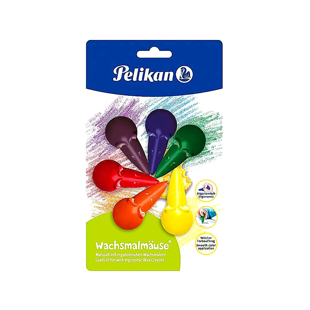 Pelikan Wachsmalmäuse 6er Blister Rot ergonomisch für kleine Kinderhände