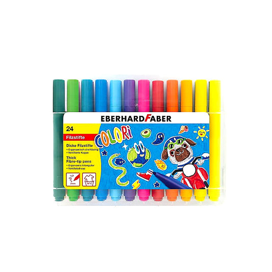 Eberhard Faber 551224 Filzstifte Set Colori, 24 Malstifte, Kunststoffbox