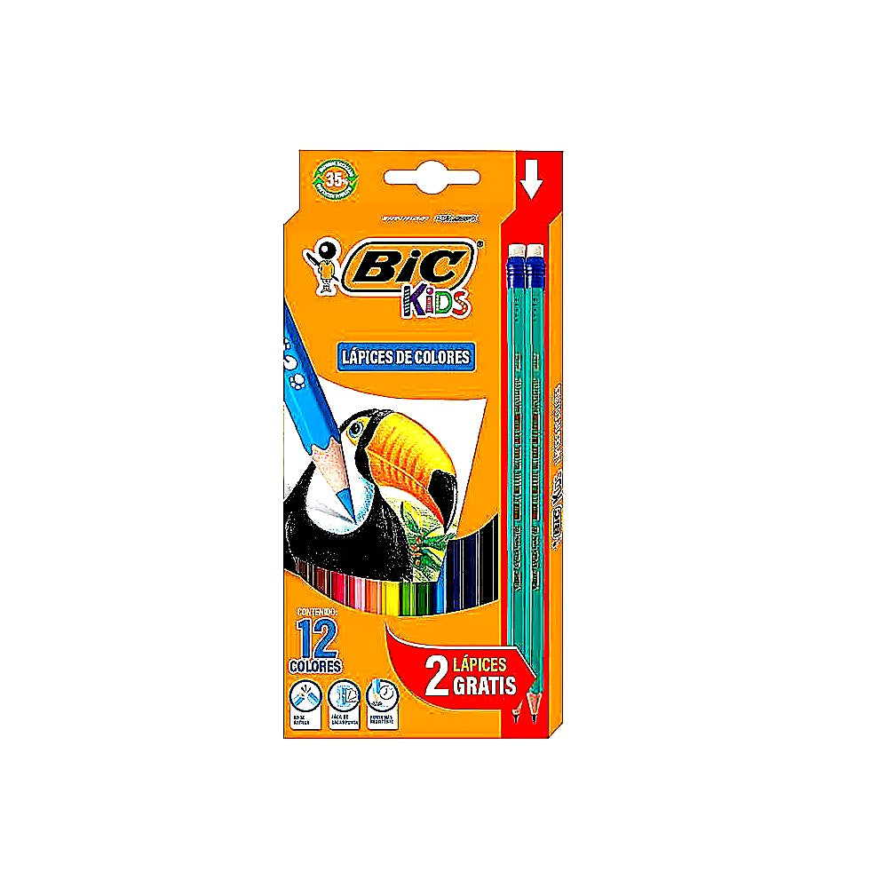 BIC Kids ECOlutions Evolution Buntstifte 12er, bruchsicher, umweltfreundlich