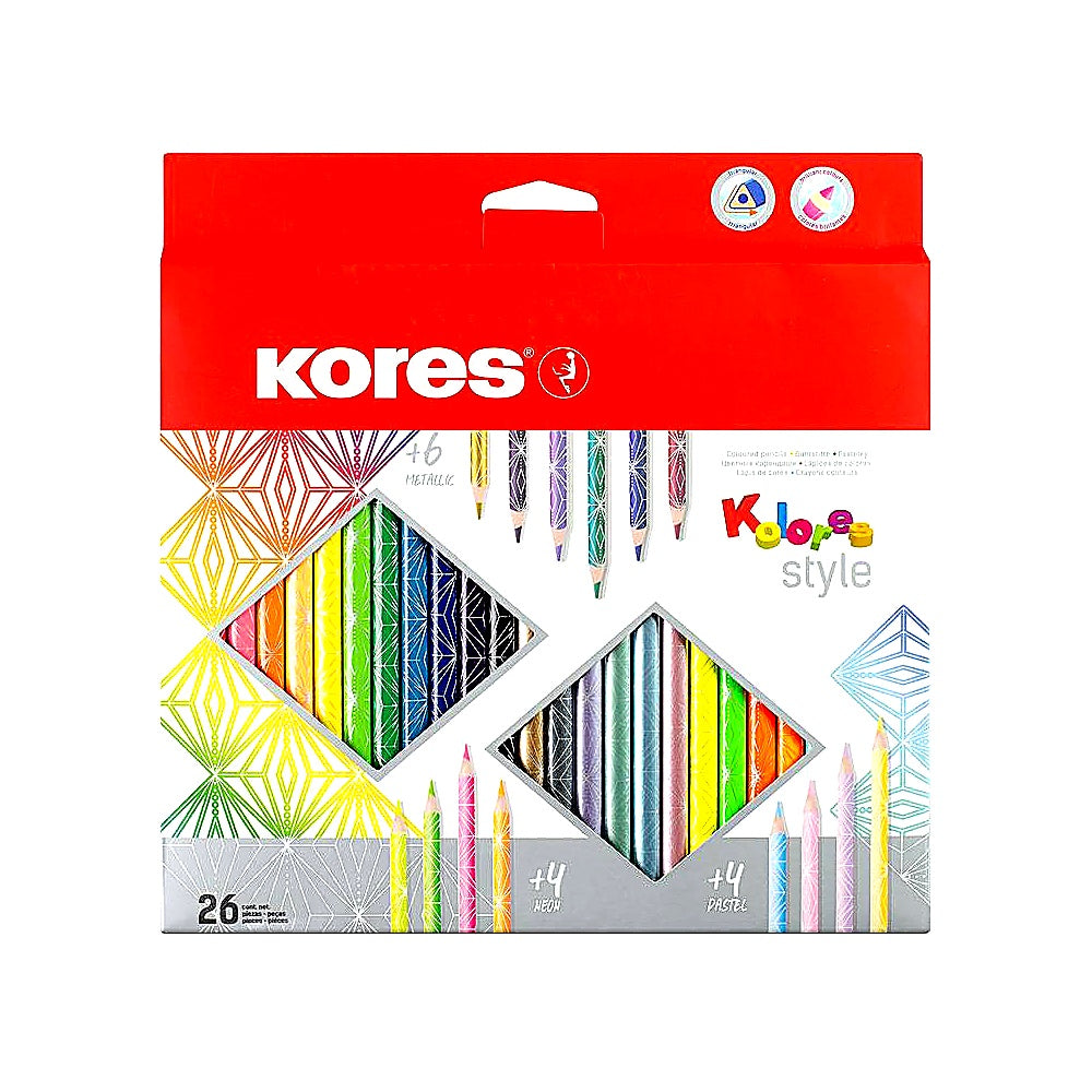 Kores Kolores Style Buntstifte 26 Farben Metallic Neon Pastell BB93320