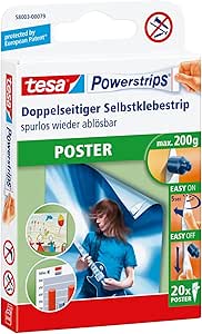 Tesa Powerstrips Poster 20 Stück Posterbefestigung ohne Nägel