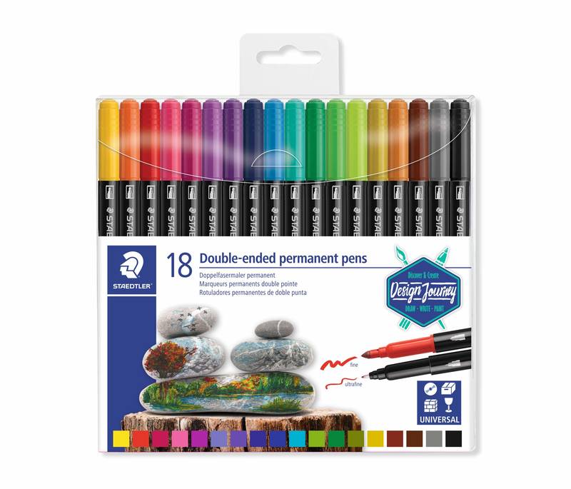 Staedtler Doppelfasermaler permanent Klarfaltetui doppelseitig Permanentmarker