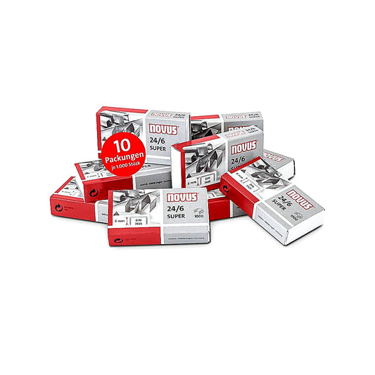 Novus Heftklammern 24/6 DIN SUPER für Bürohefter 10000 Stück silber verzinkt