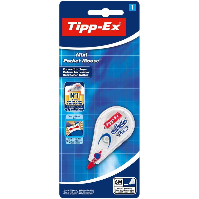 Tipp Ex Korrekturroller Mini Pocket Mouse 6m x 5mm Büro Schule Home Office
