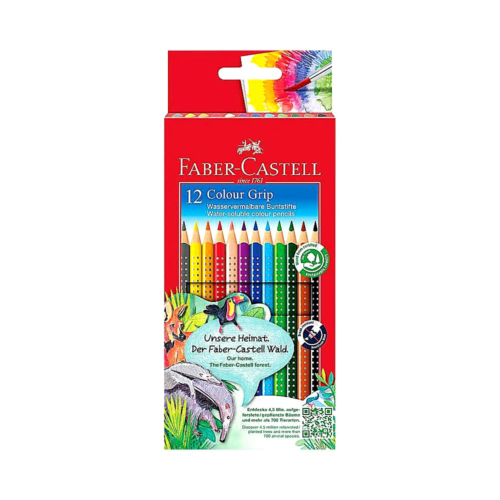 Faber Castell Colour Grip Farbstifte 12er Kartonetui, Buntstifte Set