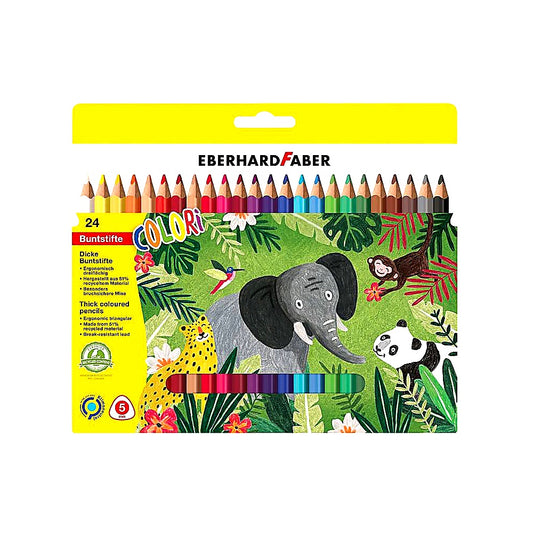 Eberhard Faber 511425 Colori Jumbo Buntstifte 24 Farben, Dreikantform