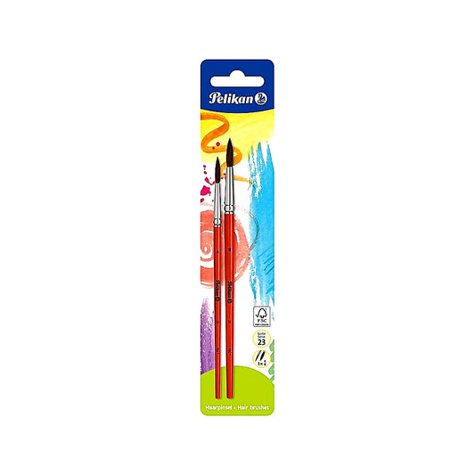 Pelikan Haarpinsel 23 Größe 4 und 8 2 Stück Set Malpinsel Schule