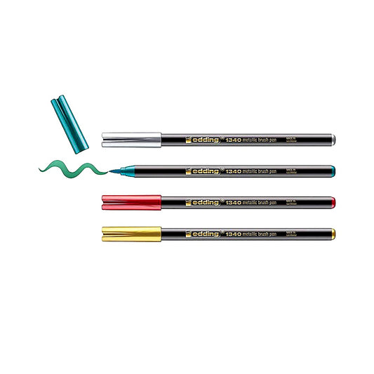 Edding Set 1340 Metallic Pinselstift Weihnachten 4er, metallic Marker, 1-6mm